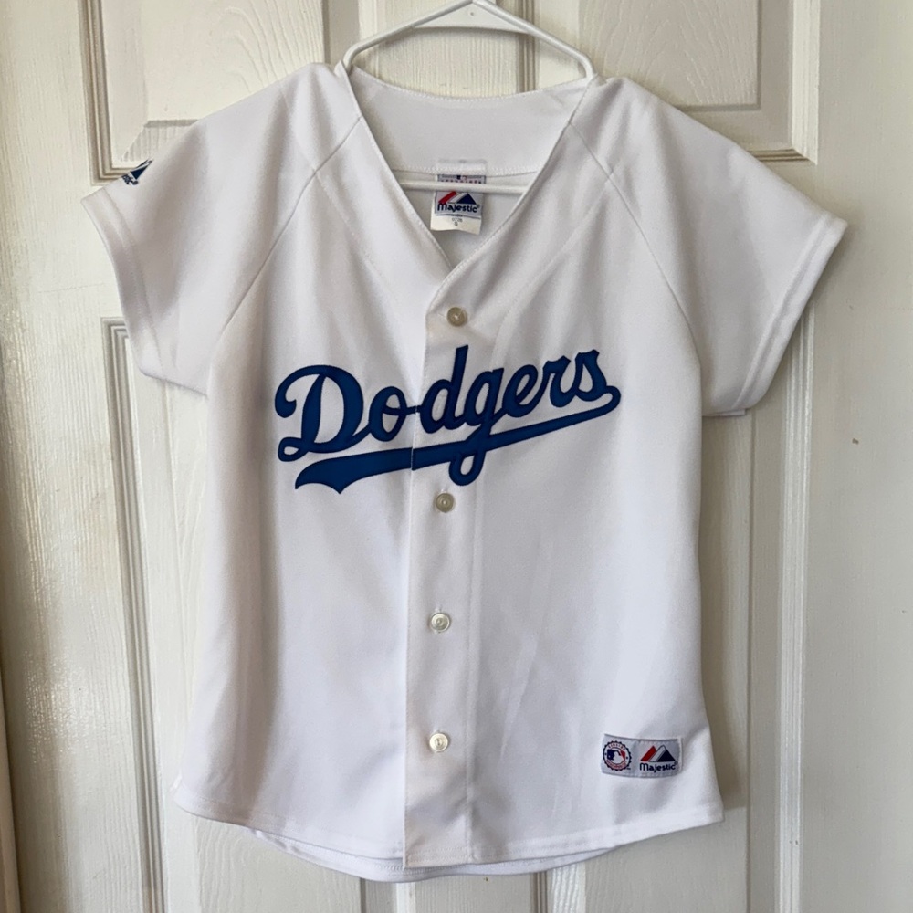 Majestic White and Blue Dodgers Women's Jersey
